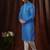 Straight art silk blue solid collar neck with embroidery kurta payjama