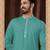 Straight art silk green solid collar neck with embroidery kurta payjama