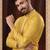 Straight art silk light yellow solid collar neck with embroidery kurta payjama
