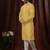 Straight art silk light yellow solid collar neck with embroidery kurta payjama