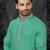 Straight self jacquard c.green solid collar neck with embroidery kurta payjama