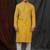 Straight self jacquard musturd solid collar neck with embroidery kurta payjama