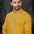 Straight self jacquard musturd solid collar neck with embroidery kurta payjama
