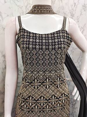 Black georgette with sequence embroidered work top with plazzo and dupatta 5