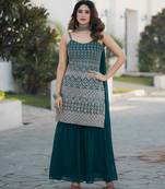 Rama georgette with sequence embroidered work top with plazzo and dupatta