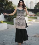 Black georgette with sequence embroidered work top with plazzo and dupatta