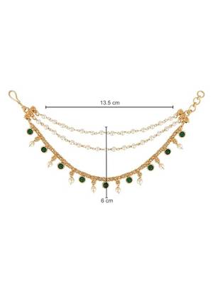 I jewels  indian wedding bollywood pearl layered hair chain/ear chain accessories with hook for women (e3213g) 3
