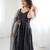 Black Elegant Roman Silk Chanderi Anarkali Suit Set for Festive Occasions