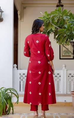 Women Ethnic Motifs Embroidered Cotton Anarkali Kurta with Trousers & Dupatta 2