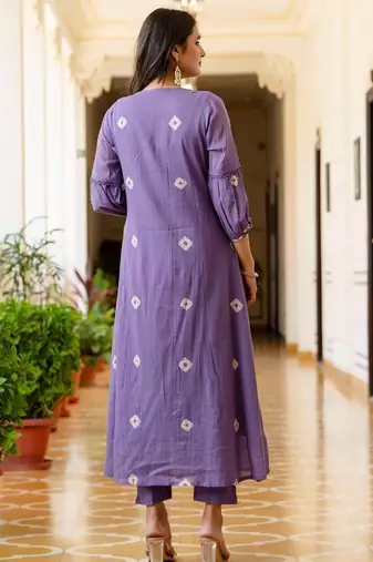 Women Ethnic Motifs Embroidered Cotton Anarkali Kurta with Trousers & Dupatta