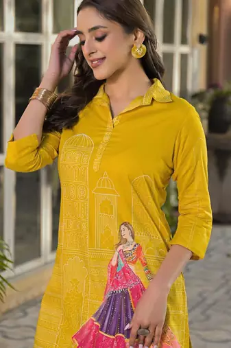 Printed Pure Silk Tunic With Trouser Co-Ords