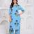 Aaysa Women Striped Printed Cotton Kurta with Trousers