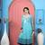 Light-blue embroidered georgette a line kurta pants set