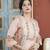 Peach embroidered silk asymmetrical kurta pants set
