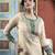 Beige embroidered silk straight cut kurta pants set