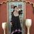 Black embroidered georgette asymmetrical kurta pants set