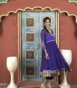 Purple embroidered georgette a line kurta pants set