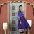 Purple embroidered georgette a line kurta pants set