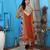 Brown embroidered georgette anarkali kurta pants set