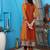 Brown embroidered georgette anarkali kurta pants set