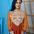 Brown embroidered georgette anarkali kurta pants set