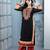 Black embroidered georgette straight cut kurta culottes set