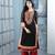Black embroidered georgette straight cut kurta culottes set
