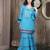 Blue embroidered georgette straight cut kurta sharara set