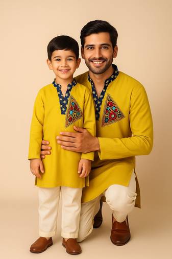 Navratri father & son duo kurtas set.