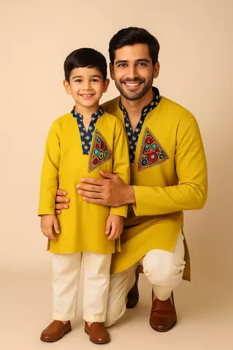 Navratri father & son duo kurtas set.