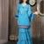 Blue embroidered georgette straight cut kurta sharara set