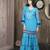 Blue embroidered georgette straight cut kurta sharara set