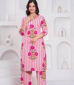  Women Floral Printed Cotton Kurta with Trousers