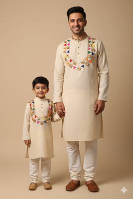 Navratri father-son cotton kurtas set. 1