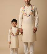 Navratri father-son cotton kurtas set.