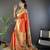 Orange silk Blend zari weaving butti kanchipuram saree