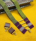 L.green handloom fabric long necklace
