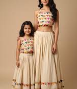 Garba Mother & Daughter Lehenga Sets with lace work