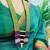 L.green handloom fabric long necklace