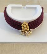 Maroon col handloom fabric jewelery