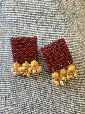 Maroon col handloom fabric jewelery 2