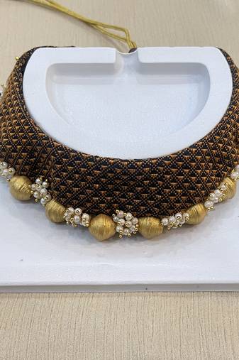 Brown handloom fabric jwelery