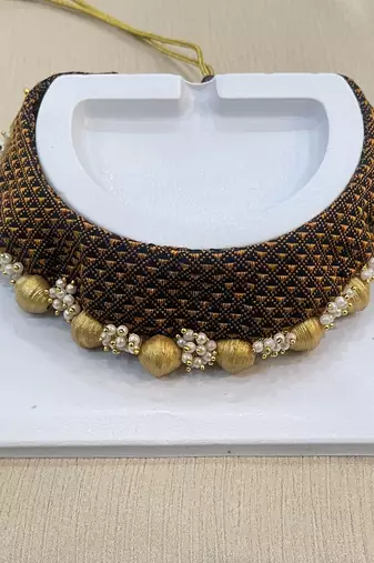 Brown handloom fabric jwelery