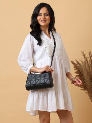 white cotton embroidered tiered a-line mini dress for women 1