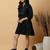cotton embroidered a-line mini dress | 3/4 sleeve tiered short dress