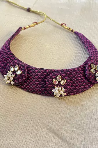 Pink handloom fabric jewelery