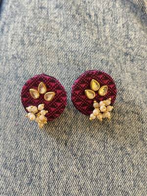 Pink handloom fabric jewelery 3