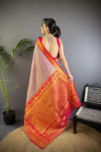 Multicolor silk leheriya meenakari zari weaves dharmavaram saree