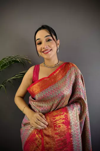 Multicolor silk leheriya meenakari zari weaves dharmavaram saree