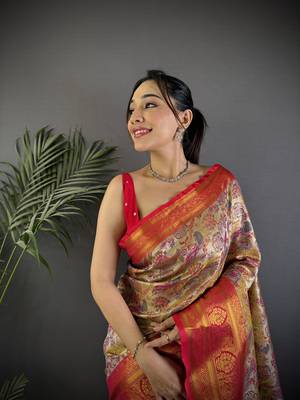 Pink silk leheriya meenakari zari weaves dharmavaram saree 3